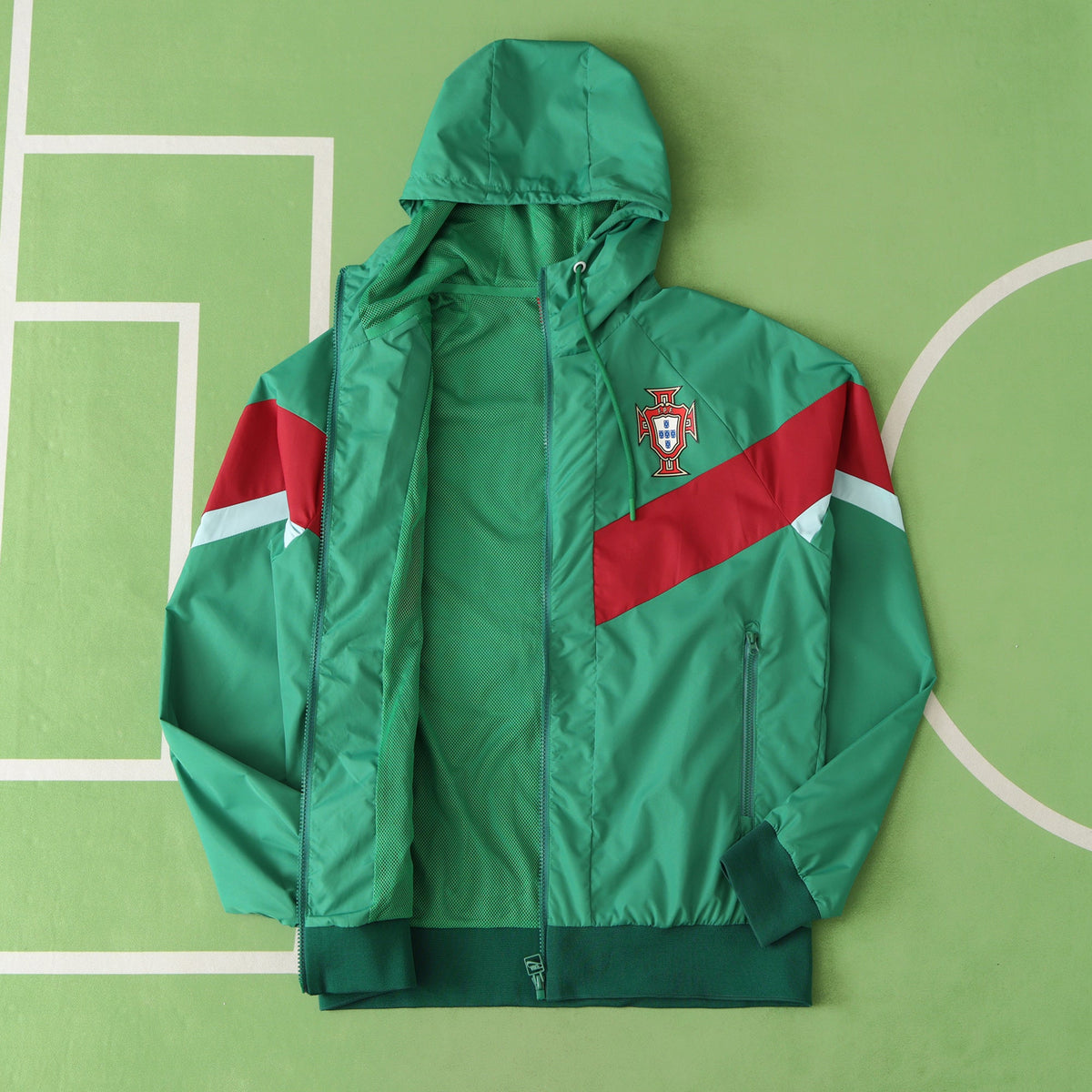 Portugal Grün - Rot Spezieller Kapuzen-Windbreaker