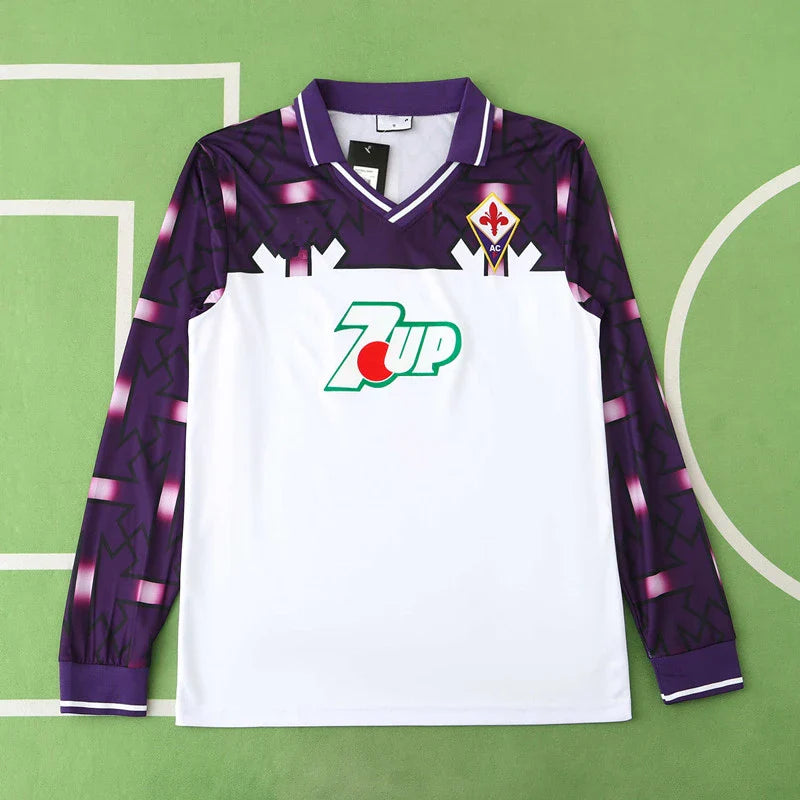 ACF Fiorentina Saison 92/93 Lila Weiß Auswärts Retro Trikot Fußball T-Shirt