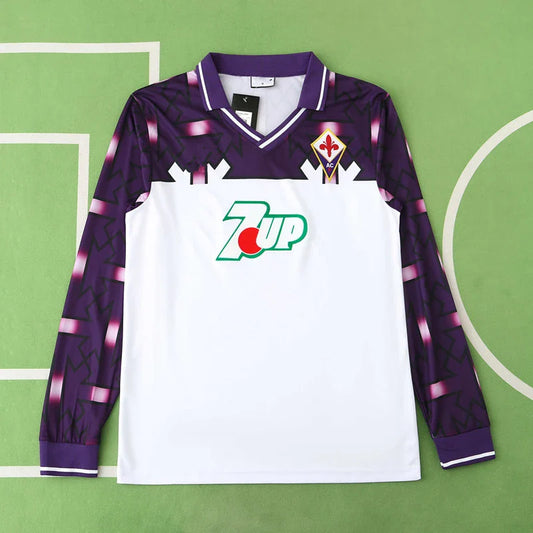 ACF Fiorentina Saison 92/93 Lila Weiß Auswärts Retro Trikot Fußball T-Shirt