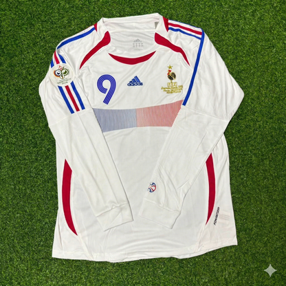 Sidney Govou France 2006 World Cup Final Long Sleeve White Retro Kit