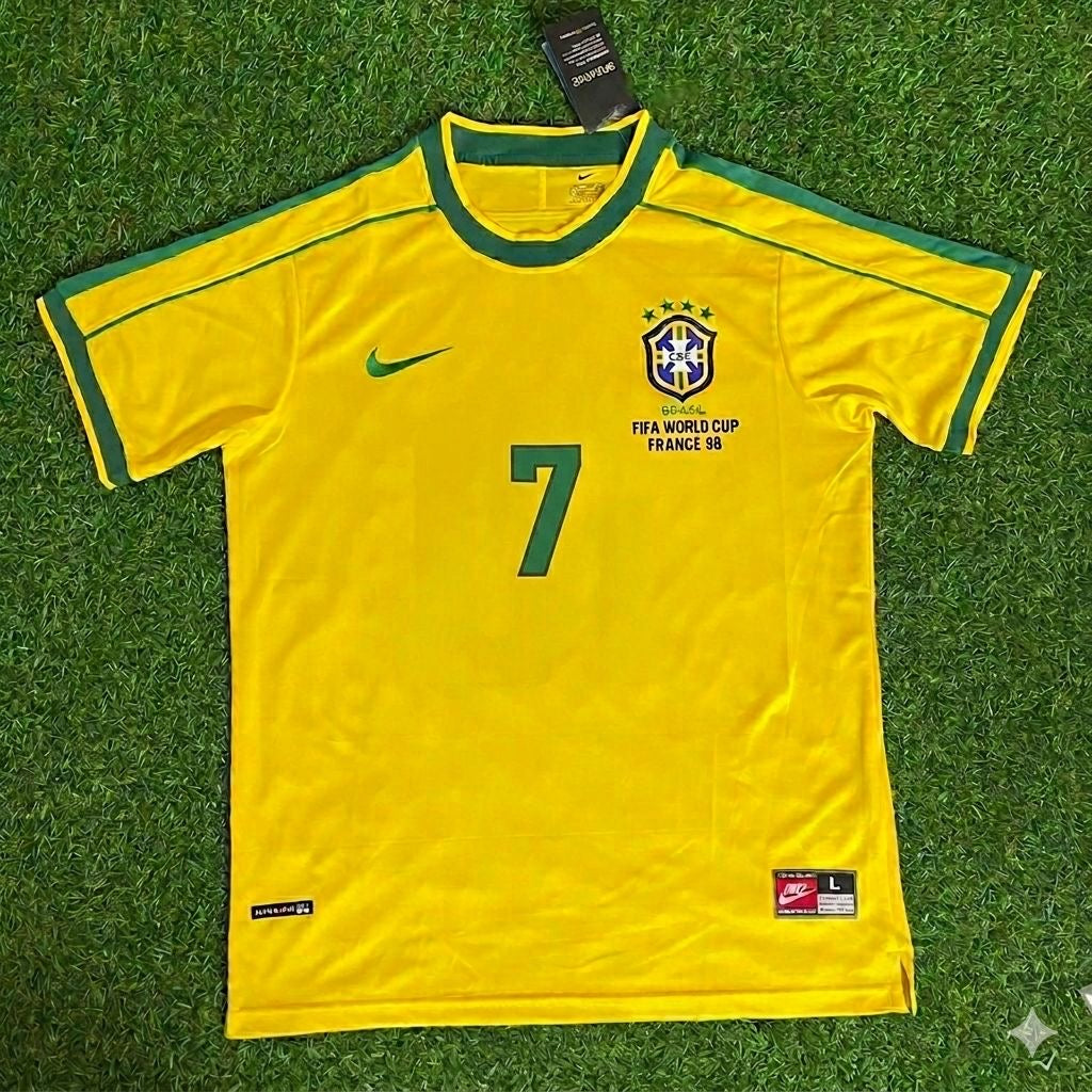 Raí #7 Brazil 1998 World Cup Retro Jersey Soccer Shirt