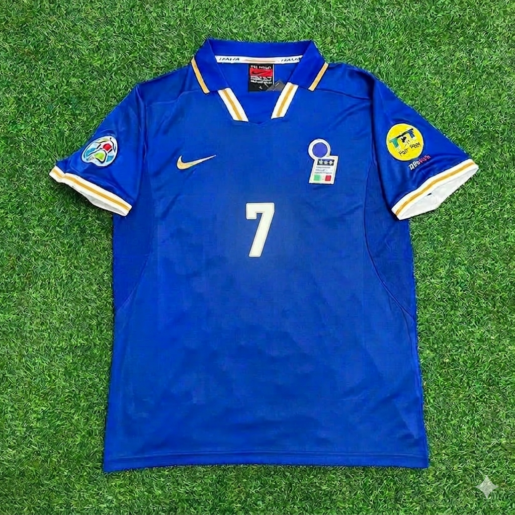 Roberto Donadoni #7 Italien EURO 1996 Blaues Retro Fußballtrikot Trikot Maglia Shirt