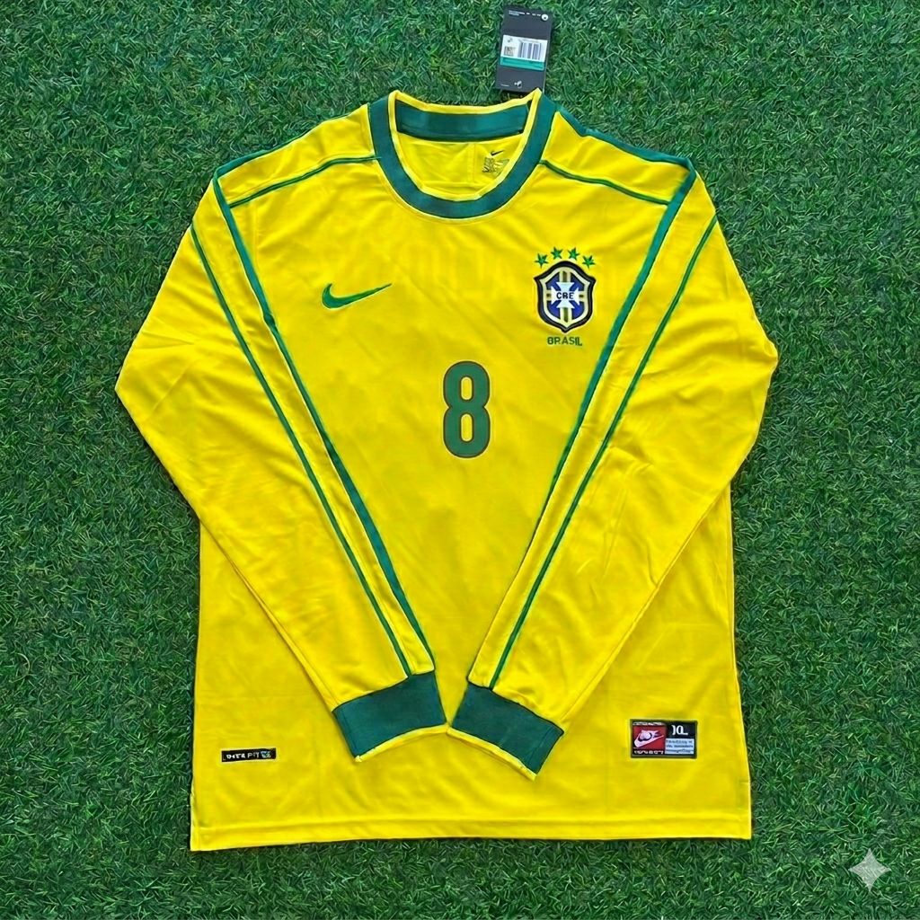 Kaká #8- Brasilien Langarm Retro Fußball Trikot Shirt