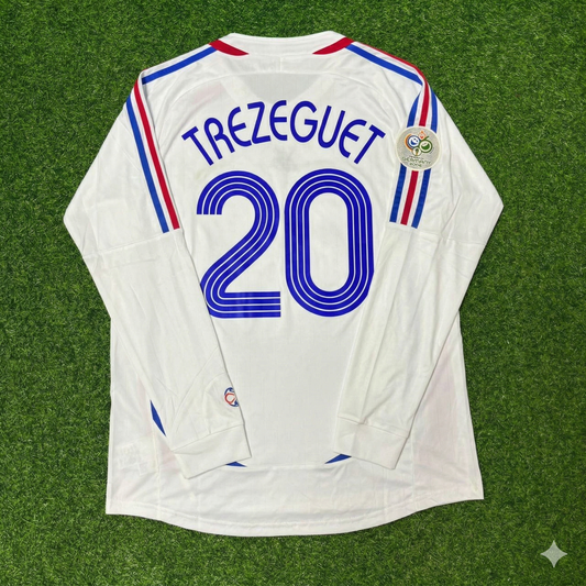 David Trezeguet France 2006 World Cup Final Long Sleeve White Retro Kit