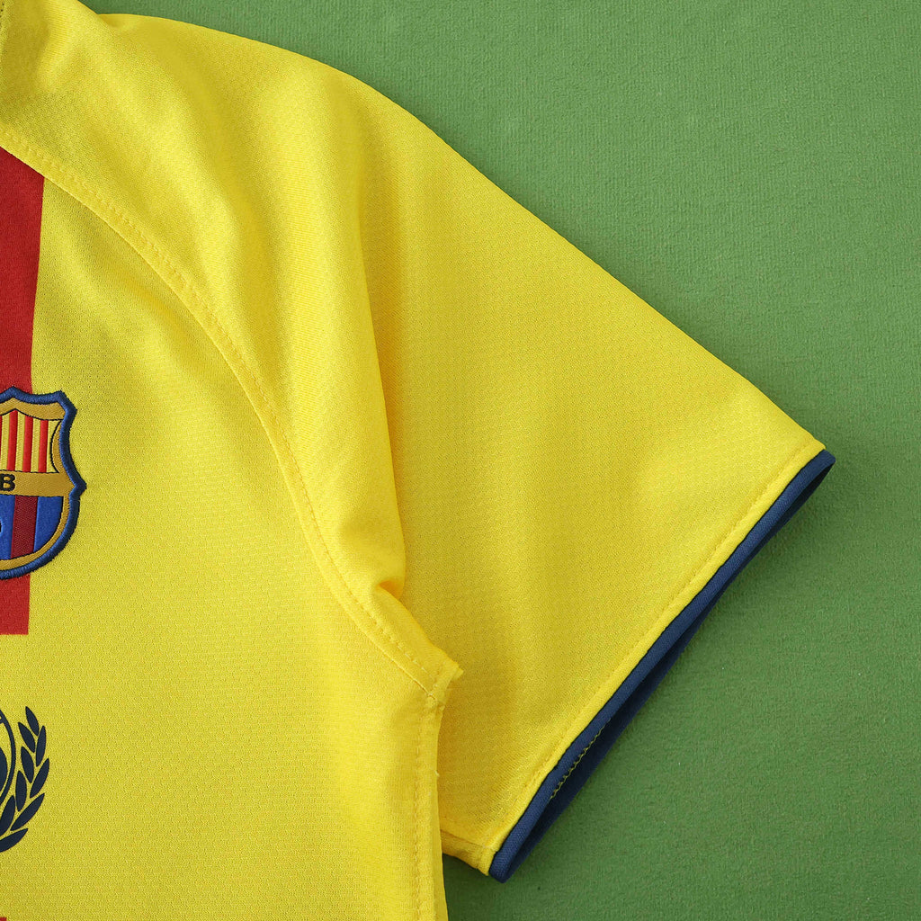 FC Barcelona 2008-2009 Season Away Kids Yellow Retro Football Jersey Trikot Maillot