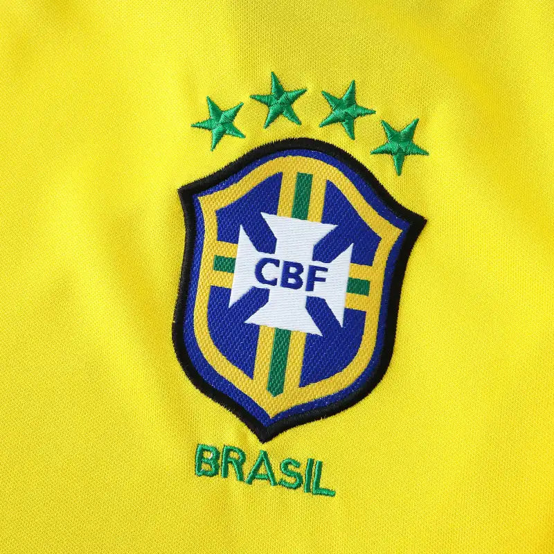 Brasilien 1998 Heimtrikot Gelb Langarm Retro Trikot Fußballtrikot