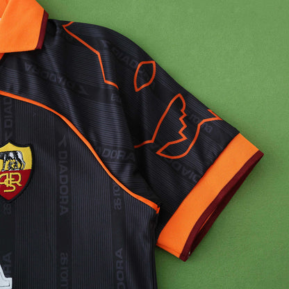 A.S Roma 1999-2000 Season Black Kids Retro Away Football Jersey Trikot Maillot