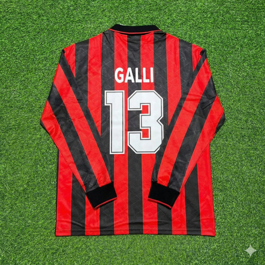 Filippo Galli #13 AC Milan 1993 1994 Home Long Sleeve Retro Jersey