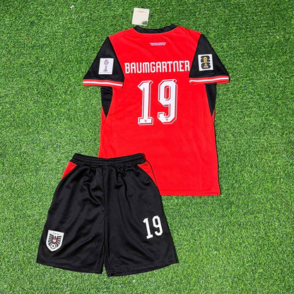 Christoph Baumgartner 19 Autriche 2026 Maillot de football rétro pour enfants de la Coupe du Monde