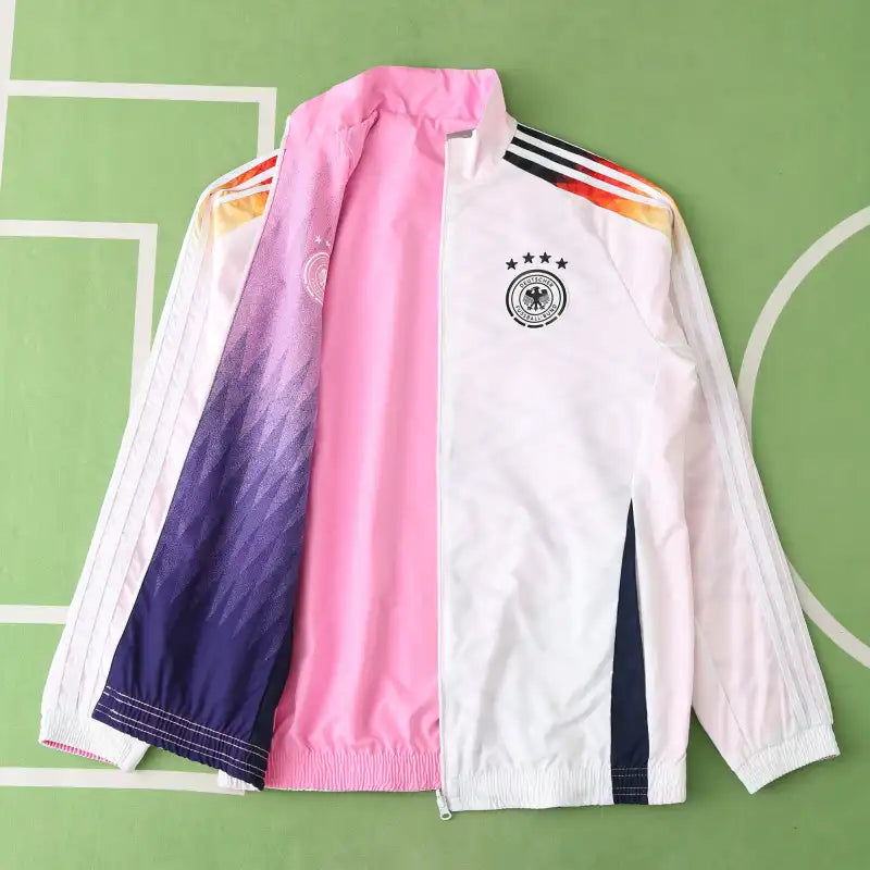 Deutschland Beidseitiger Windbreaker – Wendbare Jacke Weiß Rosa