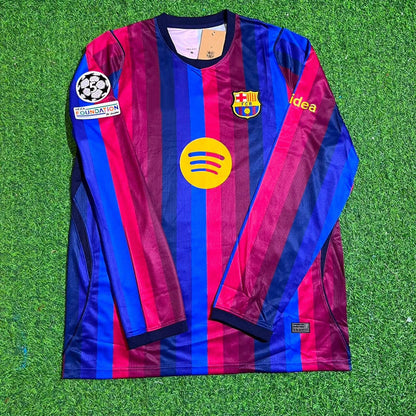 Karim Adeyemi #14 Barcelone 2027 Nouvelle saison Ligue des Champions Patch Domicile Maillot Manches Longues Football