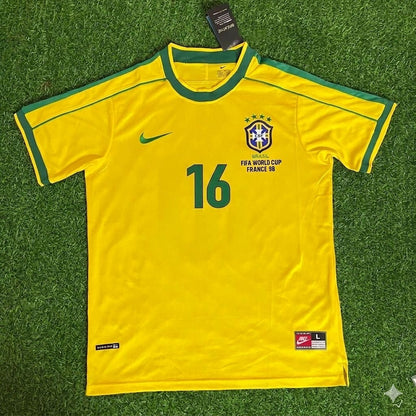 Zé Roberto #16 Brazil 1998 World Cup Retro Jersey Soccer Shirt