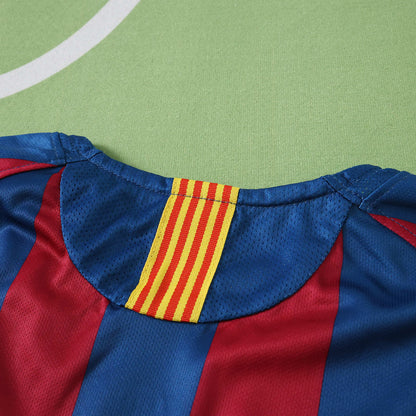 F.C. Barcelona 2005-2006 Season Retro Home Kids Long Sleeve Football Jersey Trikot Maillot