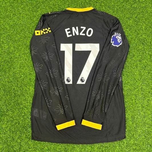 Enzo Fernandes #17 Manchester City 2026/2027 Nouvelle saison Extérieur Noir Maillot manches longues Trikot Maillot de football