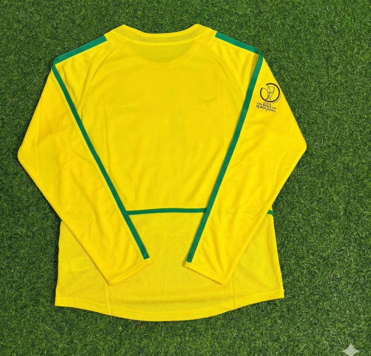 Brazil 2002 World Cup Final Yellow Long Sleeve Retro Football Jersey