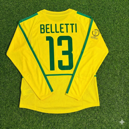Juliano Belletti Brazil 2002 World Cup Final Yellow Long Sleeve Retro Football Jersey