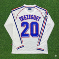 David Trezeguet #20 France 1998 World Cup White Away Long Sleeve Retro Jersey