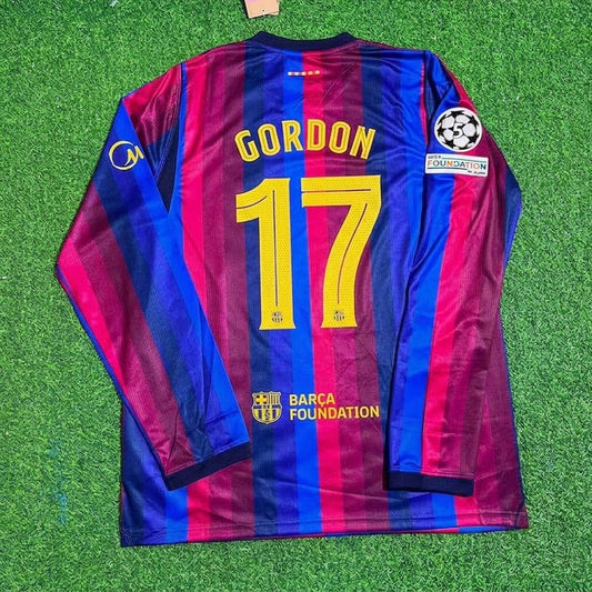 Barcelona 2027 Champions League Patch Long Sleeve Home Jersey – Anthony Gordon 17