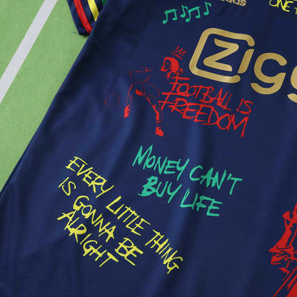 Bob Marley Special Edition Commemorative Navy Blue Retro Jersey Maillot