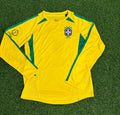 Brazil 2002 World Cup Final Yellow Long Sleeve Retro Football Jersey