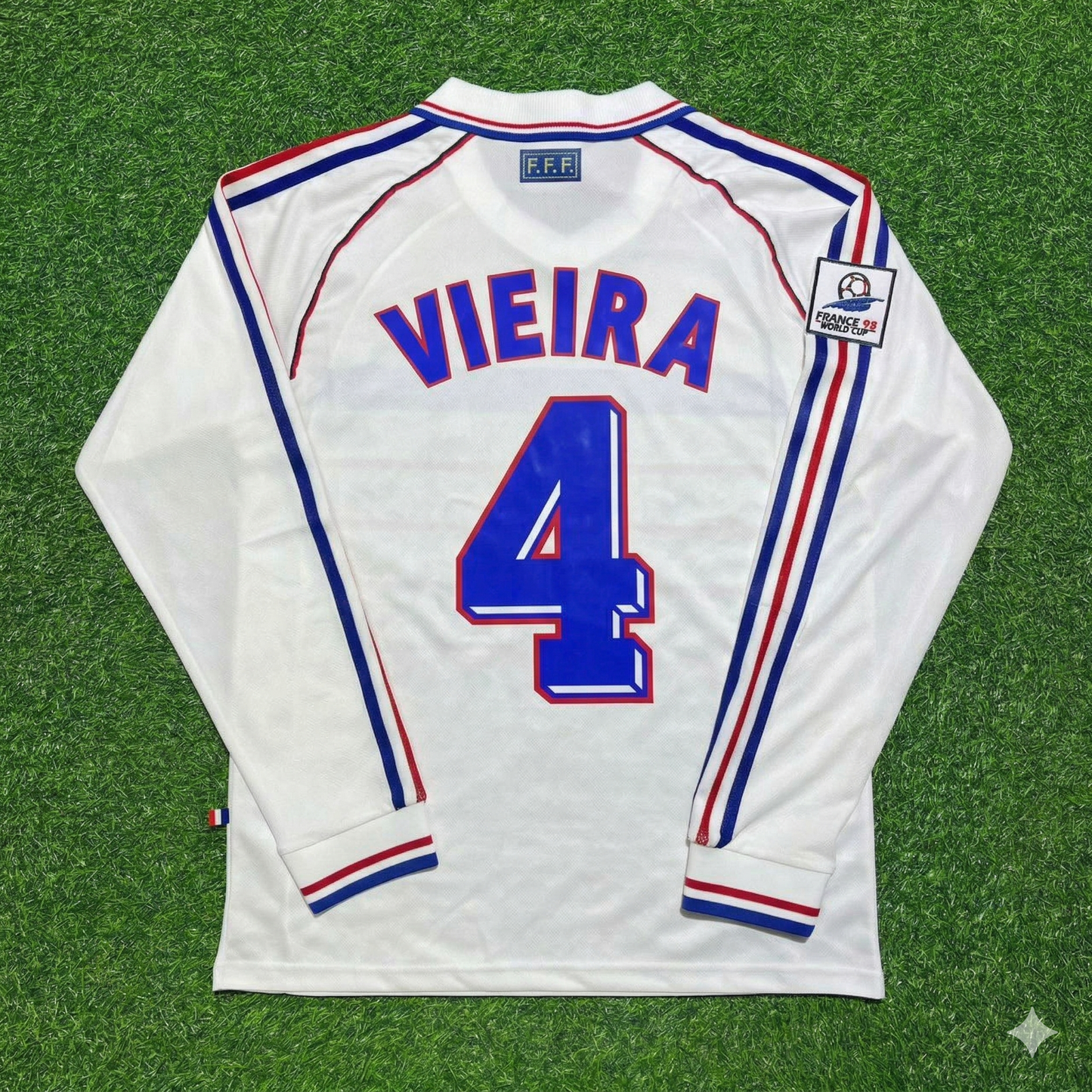 Patrick Vieira #4 Frankreich 1998 Weltmeisterschaft Weiß Auswärts Langarm Retro Trikot