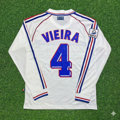 Patrick Vieira #4 Frankreich 1998 Weltmeisterschaft Weiß Auswärts Langarm Retro Trikot