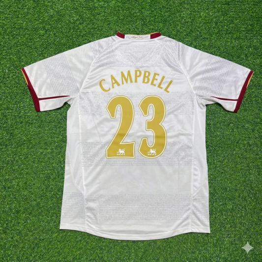 Maillot rétro blanc extérieur Arsenal 2004 2005 Sol Campbell n° 23