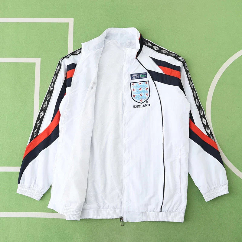 England White Retro Windbreaker Jacket – | Windbreaker Jacke | Coupe-Vent Fußballtrikot
