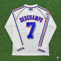 Didier Deschamps #7 France 1998 World Cup White Away Long Sleeve Retro Jersey