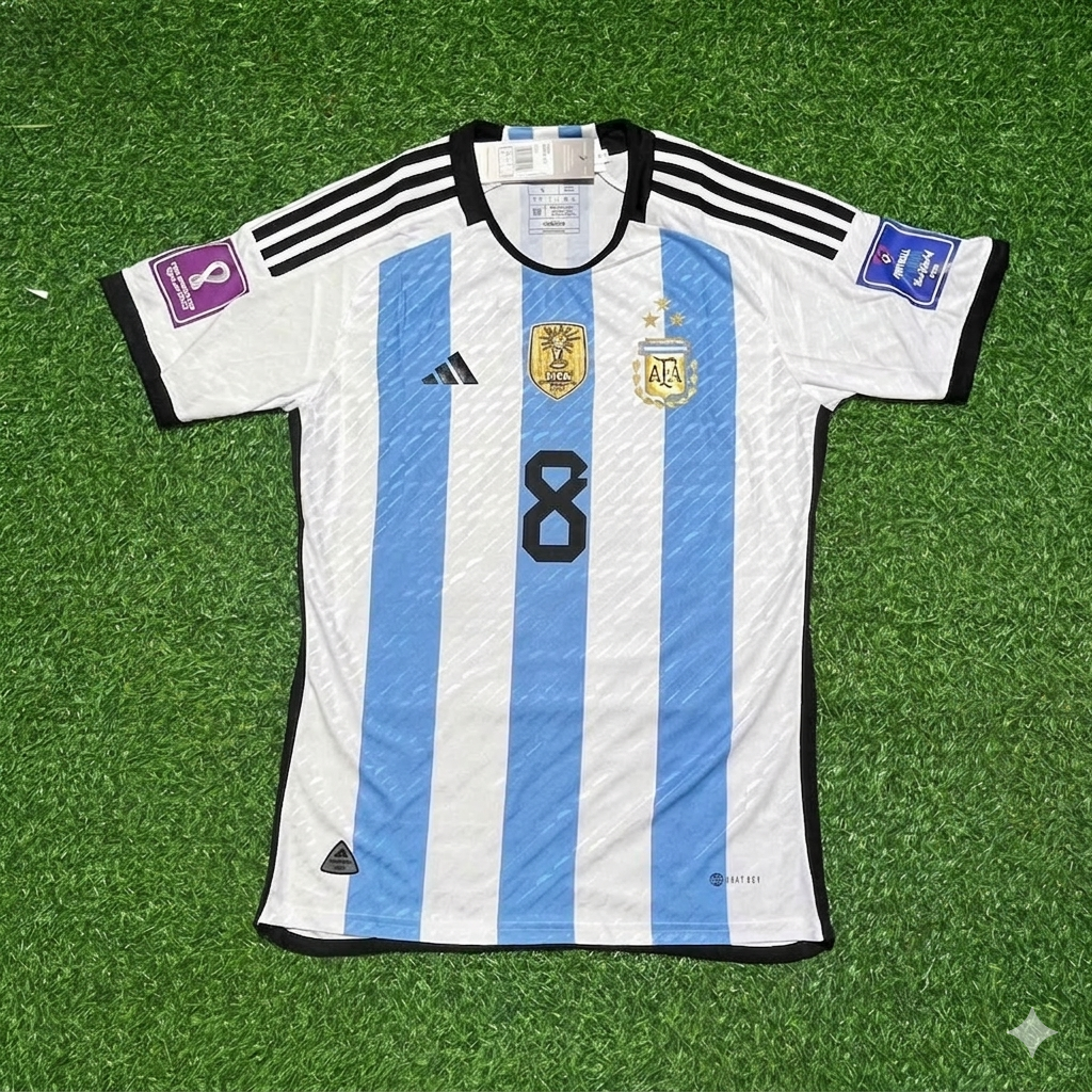 Marcos Acuña 8- Argentinien 2022 Katar Weltmeister Heimtrikot Maillot Trikot Maglia Fußballshirt