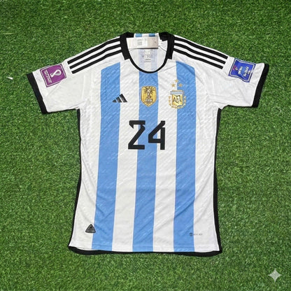 Enzo Fernandez 24- Argentina 2022 Qatar World Cup Champion Home Jersey Maillot Trikot Maglia Soccer Shirt