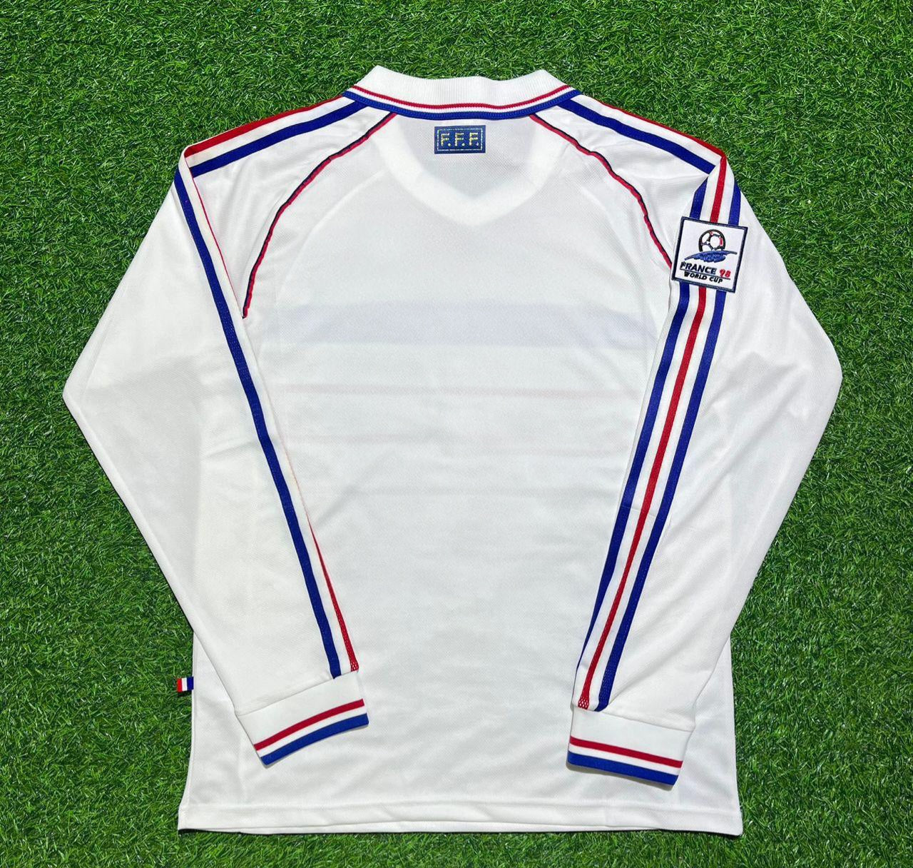 Frankreich 1998 WM Auswärtstrikot Weiß Langarm Retro-Trikot