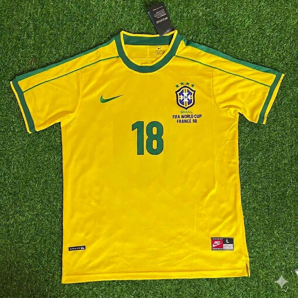 Leonardo Araújo #18 Brazil 1998 World Cup Retro Jersey Soccer Shirt
