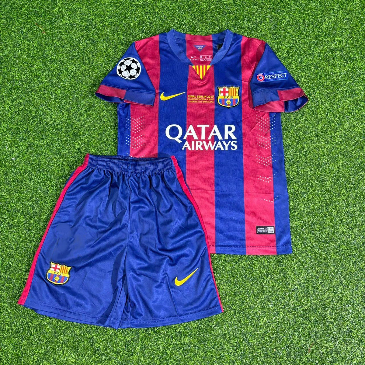 Dani Alves #22 Barcelona 2015 Champions-League-Finale Kinder-Retro-Trikot