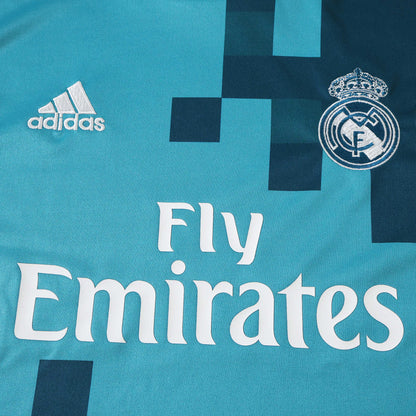 Real Madrid C.F. 2017-2018 Season Retro Third Kids Long Sleeve Football Jersey Trikot Maillot