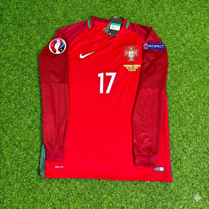 Luis Nani 17 - Portugal EURO 2016 Finale Langarm Retro Fußballtrikot