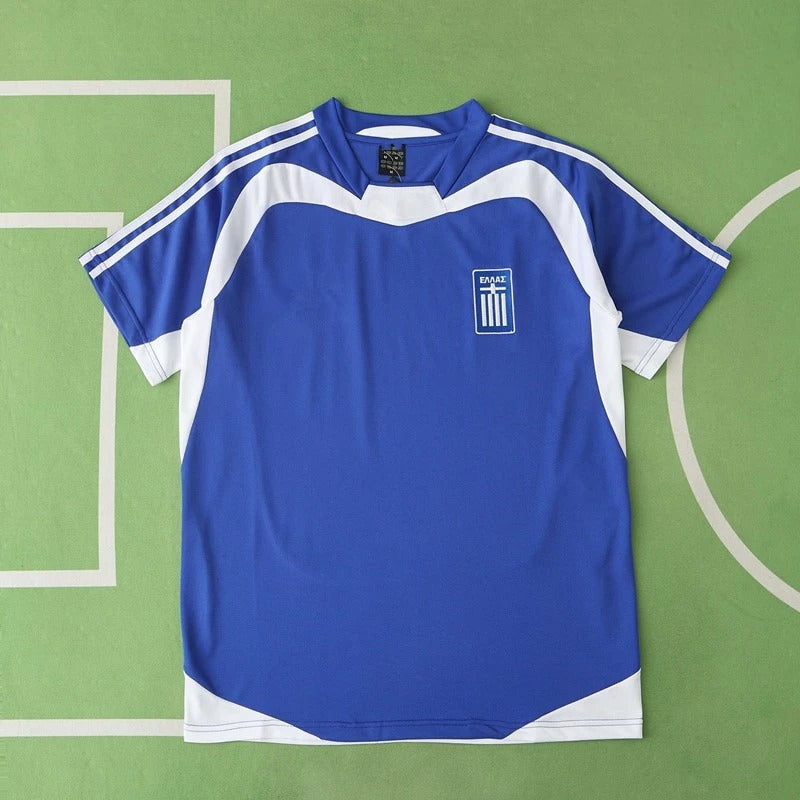 Greece EURO 2004 Final Blue Retro Home Kit Jersey Soccer Shirt