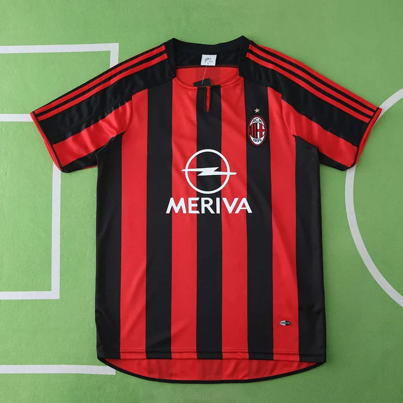 AC Milan 03/04 Season Home Black And Red Retro Jersey Trikot Soccer Shirt