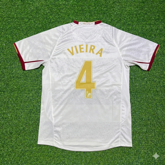 Patrick Vieira n° 4 Arsenal 2004 2005 Maillot Rétro Extérieur Blanc
