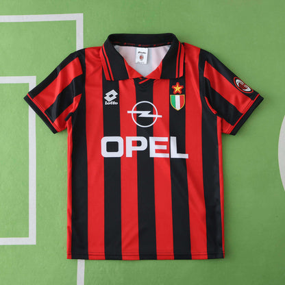 A.C. Milan 1996-1997 Season Retro Home Kids Football Jersey Trikot Maillot