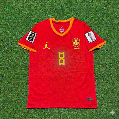 Bruno Guimarães 8# Brazil 2026 World Cup Red Jersey Trikot