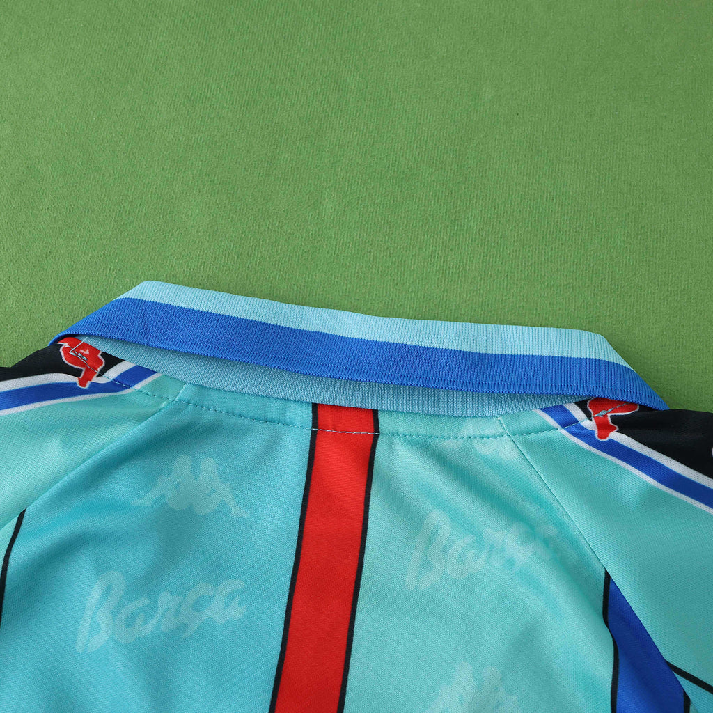 FC Barcelona 1996-1997 Season Away Blue Retro Kids Football Jersey Trikot Maillot