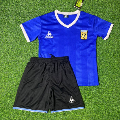 Javier Mascherano 14- Argentina Blue Kids Retro Football Jersey Kit