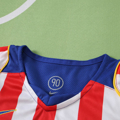 Atlético Madrid 2004-2005 Season Retro Home Kids Long Sleeve Football Jersey Trikot Maillot