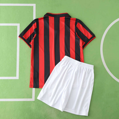 A.C. Milan 1990-1991 Season Retro Home Kids Football Jersey Trikot Maillot