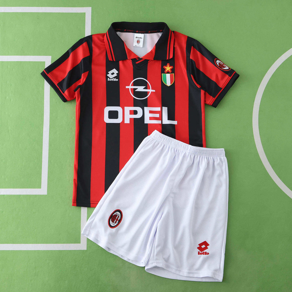 A.C. Milan 1996-1997 Season Retro Home Kids Football Jersey Trikot Maillot