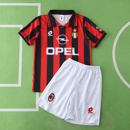 A.C. Milan 1996-1997 Season Retro Home Kids Football Jersey Trikot Maillot