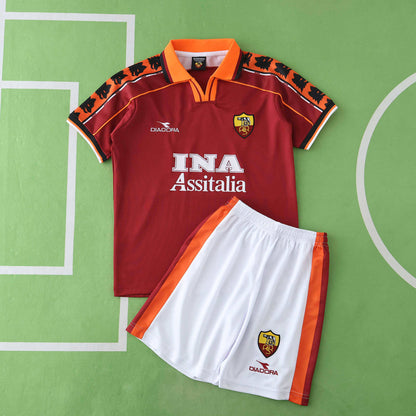 A.S Roma 1998-1999 Season Red Kids Retro Home Football Jersey Trikot Maillot