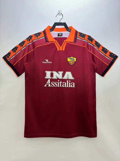 A.S Roma 1998-1999 Season Red Retro Home Football Jersey Trikot Maillot