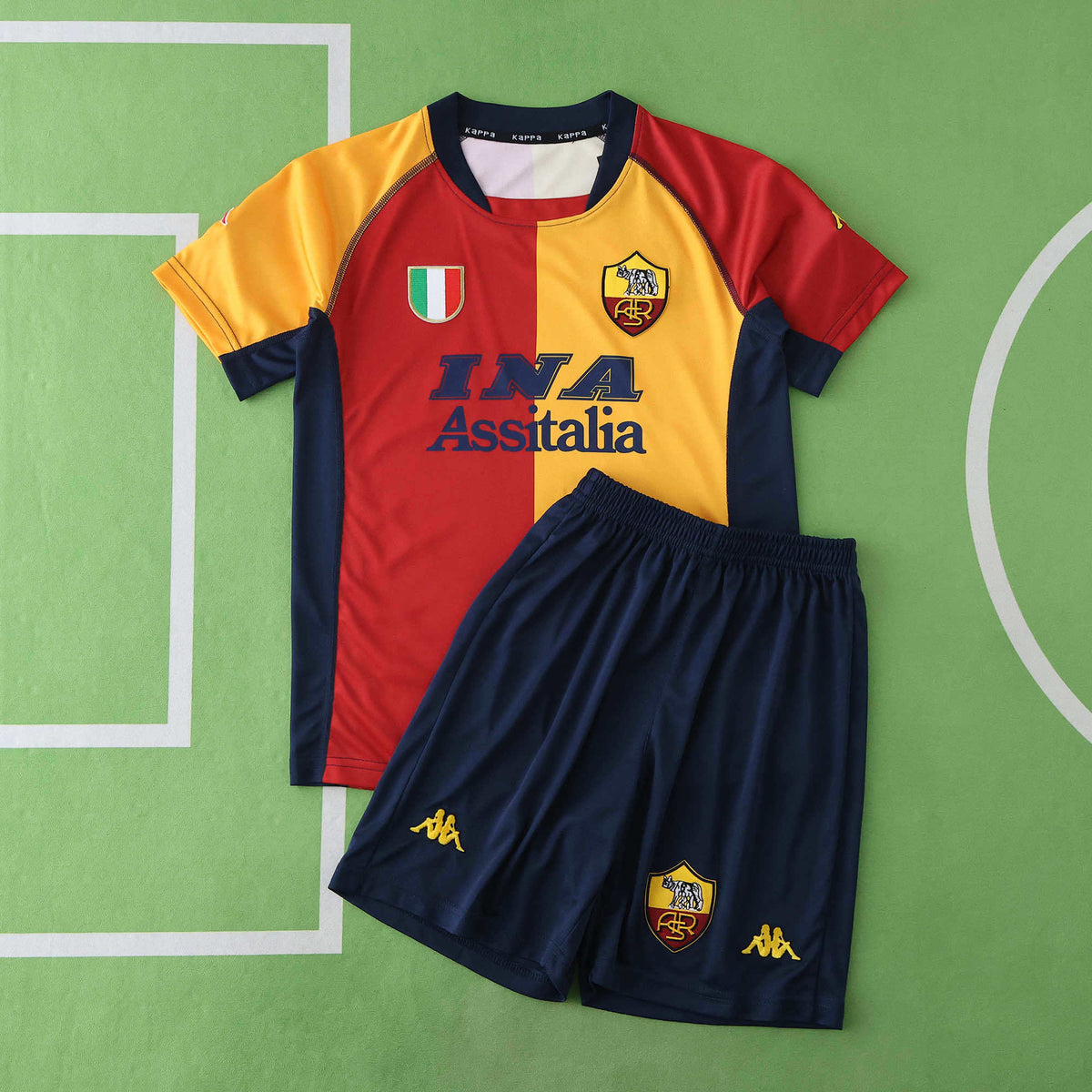 A.S Roma 2000-2001 Season Red Retro Kids Home Football Jersey Trikot Maillot